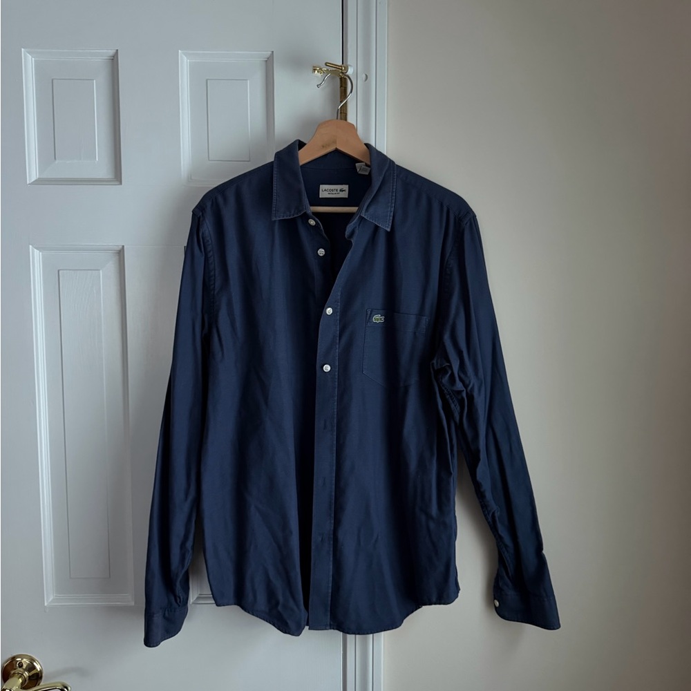 Lacoste Navy Button-Down Shirt – Regular Fit